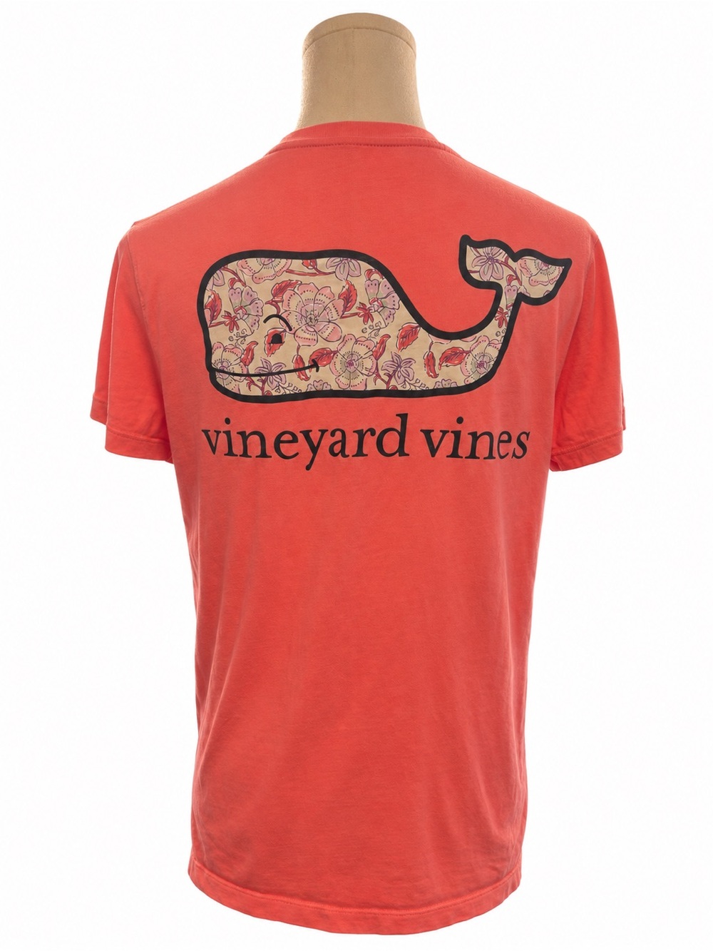 Vineyard Vines Women’s Medium Coral Floral Whale Pocket T-Shirt - Picture 3 of 4